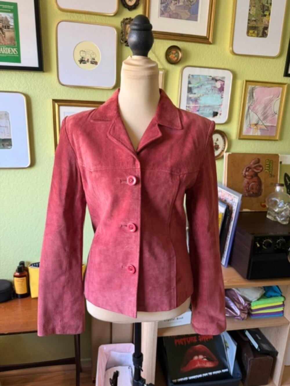 Vintage Y2K Anonymous by John Carlisle Red Suede Jacket Tailored Leather Small